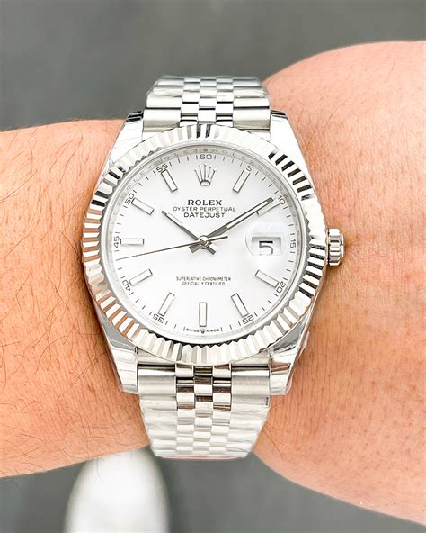 rolex datejust 41mm white dial|rolex datejust 41 woman.